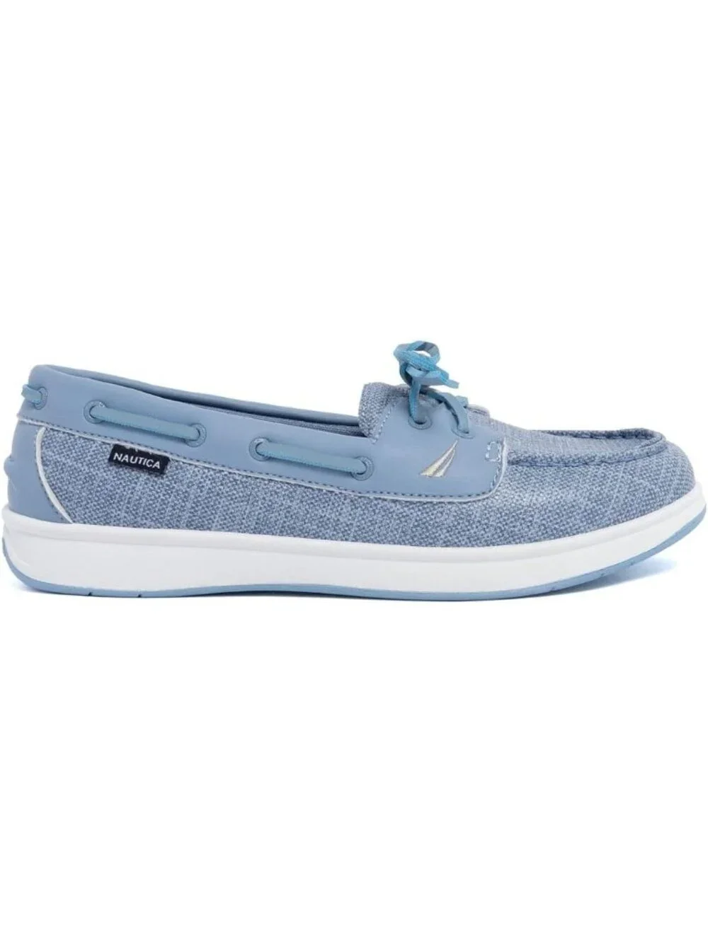Women's Dusty Blue Faux Leather Moc-Toe Loafers with Cushioned Insole Sneakers